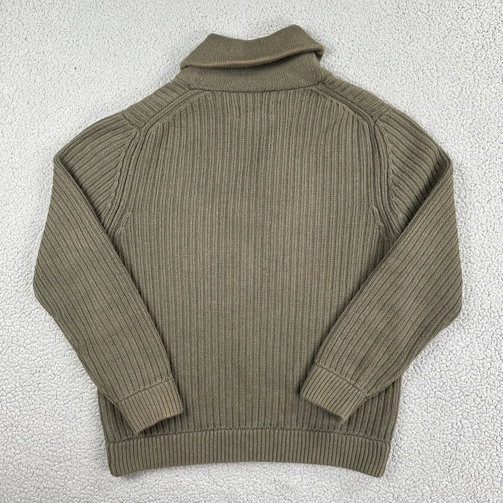 Duluth Trading Co Shawl Collar Infantry Sweater Men Medium Green Cotton Wool
